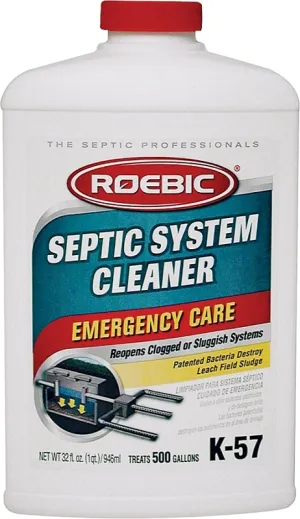 Roebic K-57 Septic System Cleaner, Liquid, Clear, 1 qt :EA: QUANTITY: 1